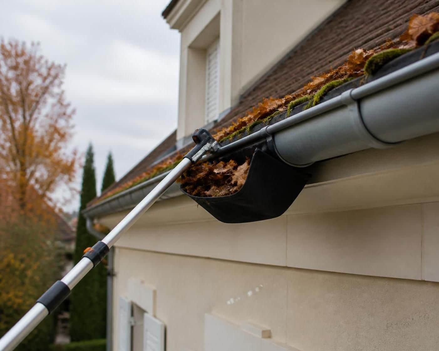 d&eacute;couvrez des m&eacute;thodes simples et s&eacute;curis&eacute;es pour nettoyer vos goutti&egrave;res bouch&eacute;es sans avoir &agrave; monter sur le toit, afin de pr&eacute;server votre maison des d&eacute;g&acirc;ts d'eau.