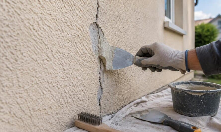 Comment réparer une fissure sur un mur de façade en crépi ?