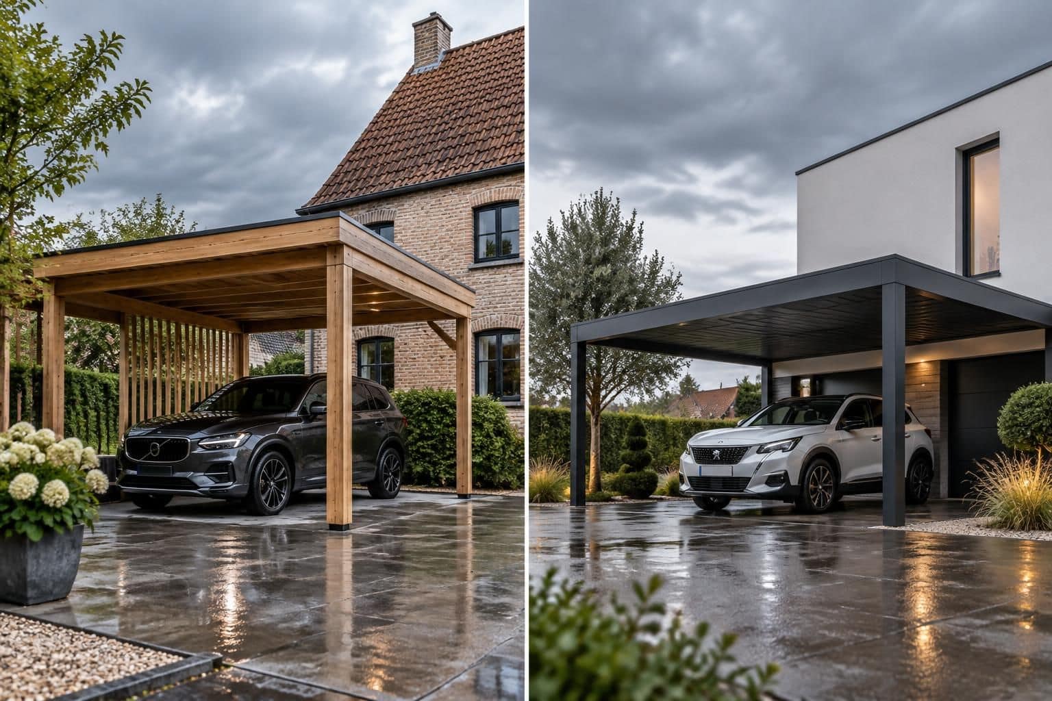 carport en bois ou en aluminium : comparez leur dur&eacute;e de vie, leur r&eacute;sistance aux intemp&eacute;ries et leur entretien pour choisir le plus durable.