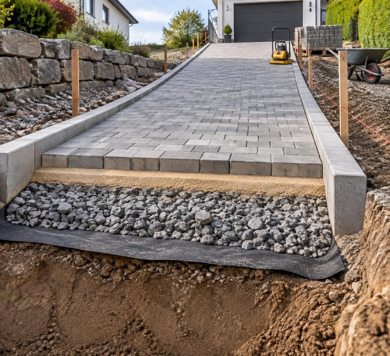 d&eacute;couvrez comment poser des pav&eacute;s autobloquants sur une all&eacute;e en pente : pr&eacute;paration du sol, gestion du drainage, pose et finitions pour un r&eacute;sultat durable.