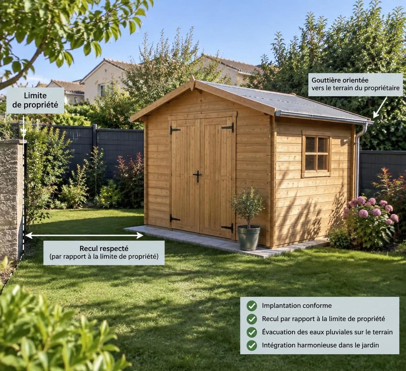 d&eacute;couvrez les distances &agrave; respecter entre un abri de jardin et la limite de propri&eacute;t&eacute;, ainsi que les r&egrave;gles d&rsquo;urbanisme applicables.