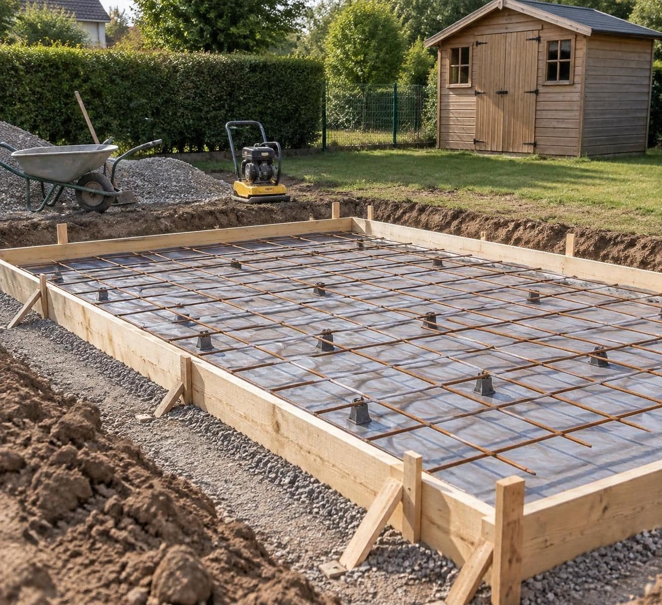 d&eacute;couvrez l&rsquo;&eacute;paisseur de dalle b&eacute;ton recommand&eacute;e pour un abri de jardin selon sa taille, son poids et la nature du sol.