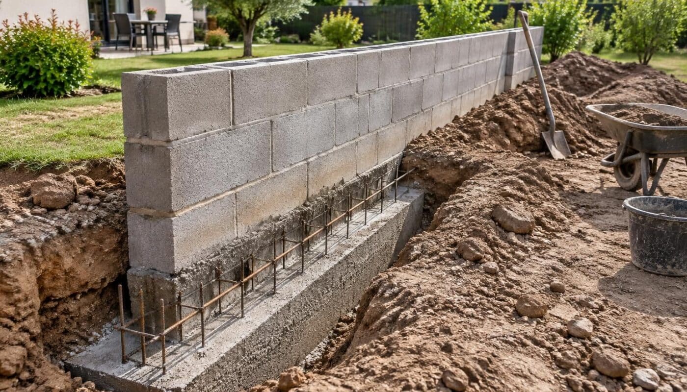 découvrez quelle fondation prévoir pour un muret de clôture d’un mètre : profondeur, largeur et conseils pour garantir sa stabilité.